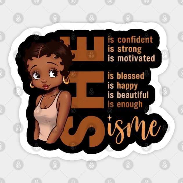 She is enough, She is Me, Black Betty Boop Edition Sticker by UrbanLifeApparel